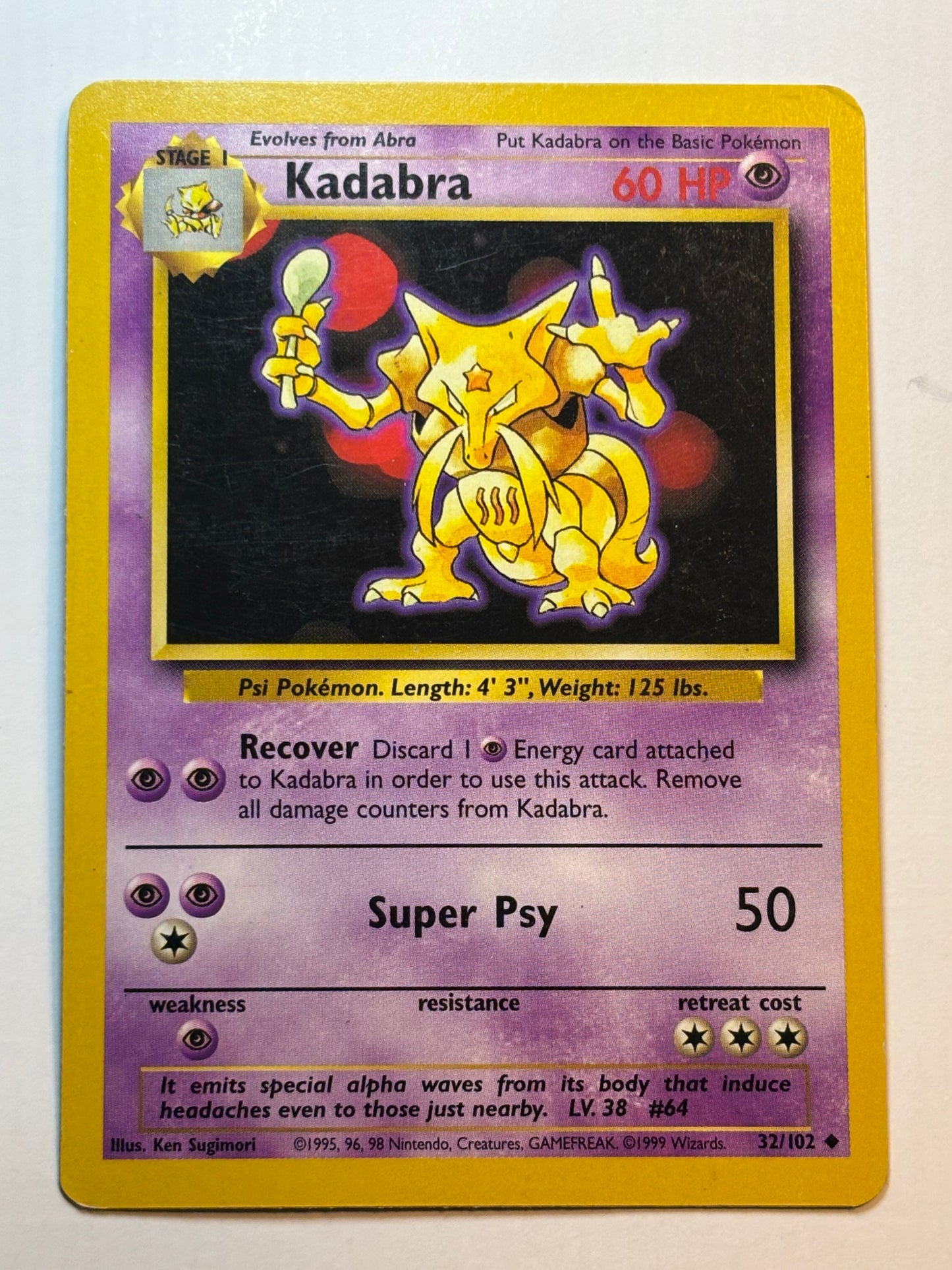 Kadabra 32 base set unlimited heavily played please refer